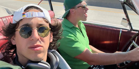 Comedian and SNL cast Marcello Hernandez was seen wearing Garrett Leight Wilson 4003 SPBRNSH-CO/SFPGN round sunglasses with green lenses in his Instagram post, August 2024. Shop online now on Pretavoir