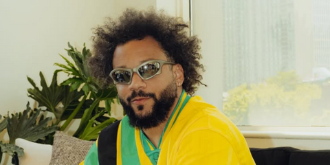 Brazilian former footballer Marcelo Vieira was seen wearing ruthenium Balenciaga BB0229S 002 sunglasses in his Instagram post, June 2026.