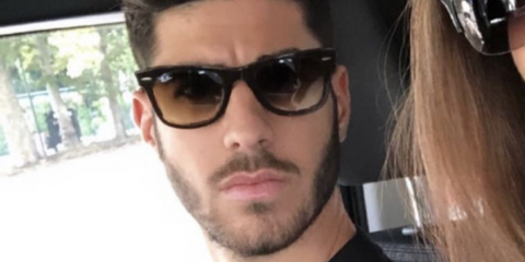 Spanish footballer Marco Asensio of the Arsenal FC was seen wearing Ray-Ban Wayfarer 2140 902/51 sunglasses