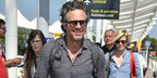 Mark Ruffalo is seen wearing Cutler and Gross 0822 DT01 Dark Turtle glasses upon arriving at the Venice Film Festival