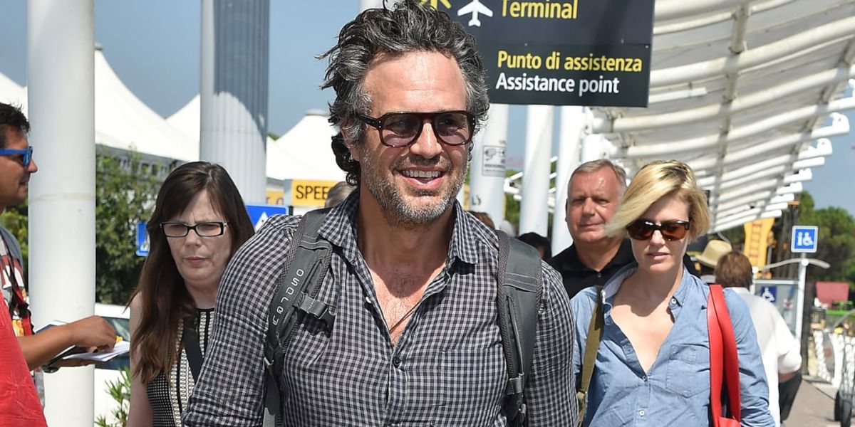Mark Ruffalo is seen wearing Cutler and Gross 0822 DT01 Dark Turtle glasses upon arriving at the Venice Film Festival