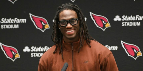 American football player Marvin Harrison Jr. of the Arizona Cardinals was seen wearing Cutler and Gross CGOP1386 01 Black optical glasses in a press conference, shared through his Instagram post in November 2025.