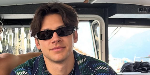 Actor and singer Matt Cornett was seen wearing black Prada PR B06S 16K08Z sunglasses in his Instagram post, September 2025.