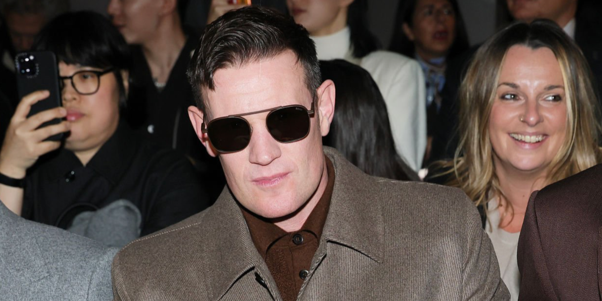 Actor Matt Smith was seen wearing matte brown Zegna EZ0290 49E sunglasses at the Zegna Fall/Winter 2026 fashion show during Milan Men's Fashion Week.