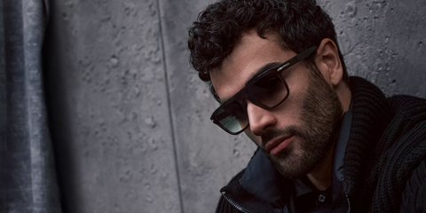 Italian tennis player Matteo Berrettini was seen wearing black Hugo Boss 1599/S 807KU sunglasses with grey lenses in the BOSS Eyewear Fall/Winter 2023 campaign