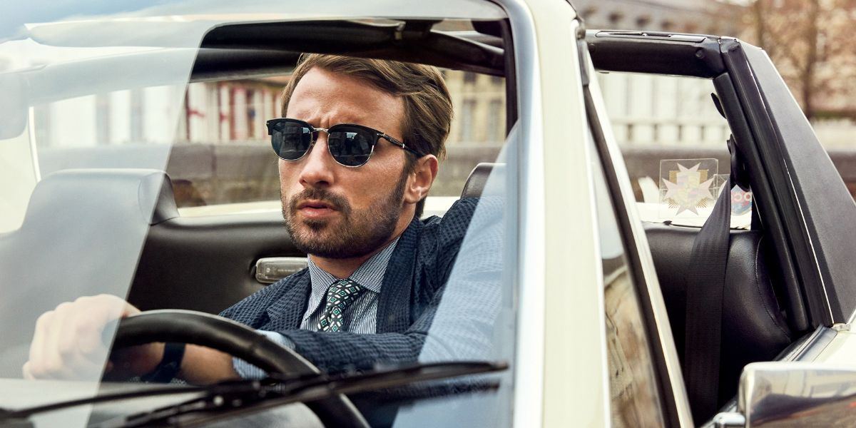 Matthias Schoenaerts is seen wearing Persol Cellor 3105S 1128/71 sunglasses in a fashion editorial for GQ