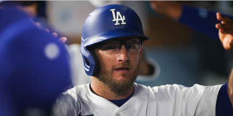 Baseball player Max Muncy of the Los Angeles Dodgers was seen wearing matte black Oakley Flak 2.0 XL OO9188 98 with clear UV lenses.