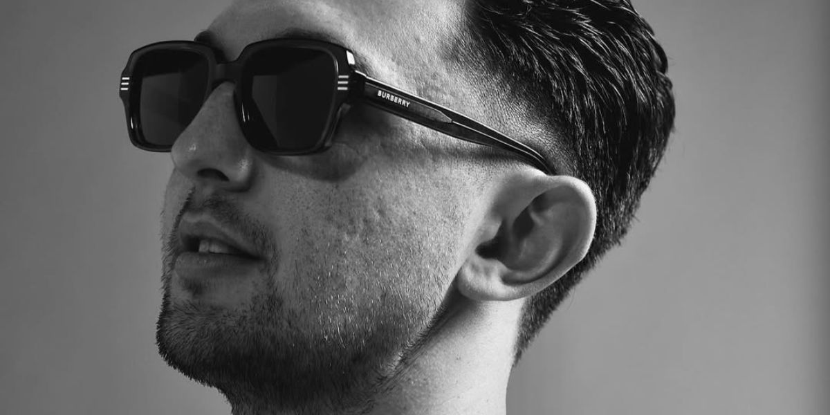 DJ and producer Max Styler was seen wearing black Burberry Eldon BE4349 3001/87 sunglasses in a social media post.