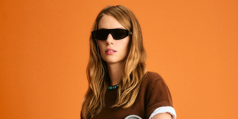 Maya Hawke was seen wearing black Prada PR C02S 16K08Z sunglasses at the Prada Spring/Summer 2026 fashion show during Milan Fashion Week. Shop online now on Pretavoir