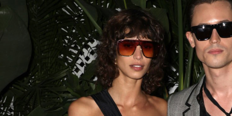Argentine model Mica Arganaraz was seen wearing Saint Laurent Sun SL 364 MASK 006 shield sunglasses with brown gradient lenses at the Saint Laurent Rive Droite Art Basel Miami Beach 2021. Shop online now on Pretavoir
