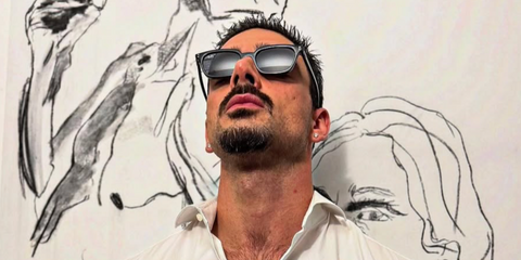 Celebrity actor Michele Morrone was seen wearing black Ray-Ban Zaya RB 4456 6677/81 Polarised sunglasses in his Instagram post, January 2026.