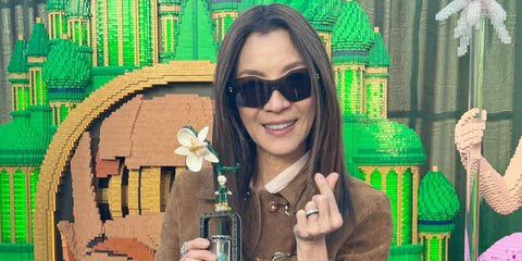 Michelle Yeoh wears Balenciaga BB0292S 001 sunglasses in her Instagram post promoting Lego's Wicked movie series