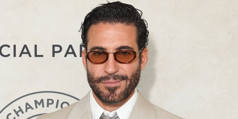 Spanish actor Miguel Angel Silvestre was seen wearing tortoiseshell Giorgio Armani AR8242 6162/73 sunglasses with brown lenses at the Wimbledon Tennis Championships 2026 Final.
