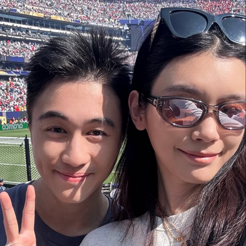 Chinese supermodel Ming Xi was seen wearing black Burberry BE4489U 3001/87 square sunglasses at the FIFA World Cup 2026 final match
