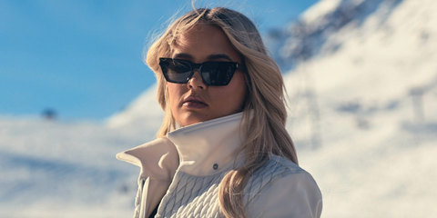 Molly-Mae Hague was seen wearing black Saint Laurent Sun SL 633 Calista 001 sunglasses in Beauty Works campaign, as featured in her Molly-Mae: Behind It All docuseries.