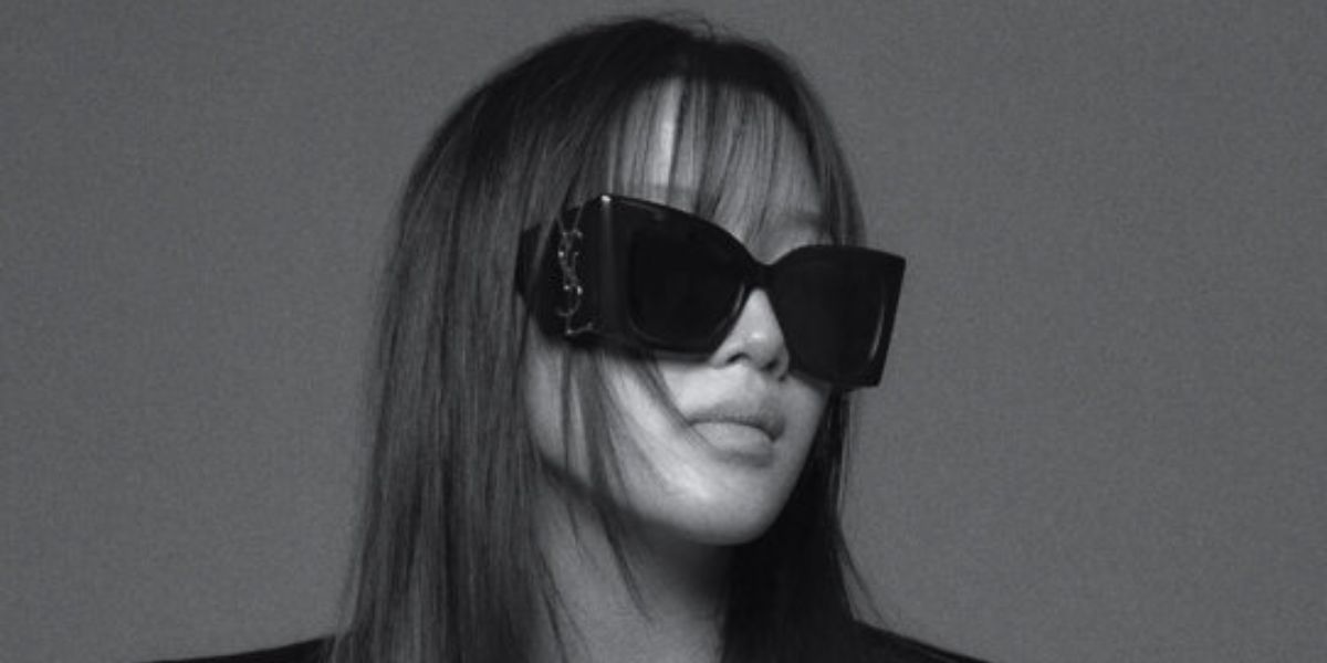 Moon Ga-young / Mun Ka-young was seen wearing black Saint Laurent Sun Blaze SL M119 001 shield sunglasses in a fashion editorial page of W Korea, February 2023