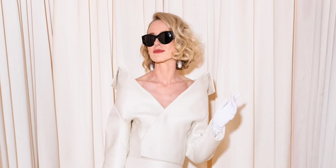 Naomi Watts wears Balenciaga BB0306S 001 sunglasses to the brand's Fall/Winrter 2024 Haute Couture fashion show in Paris