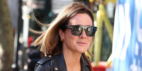 Television presenter Natalie Pinkham was seen wearing black Tom Ford Fausto FT0711 01A sunglasses in London, April 2026.