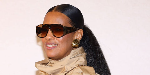 Neneh Cherry was seen wearing tortoiseshell Chloe CH0347S 005 sunglasses wit brown gradient lenses at the Chloé Fall/Winter 2026 fashion show during Paris Fashion Week.