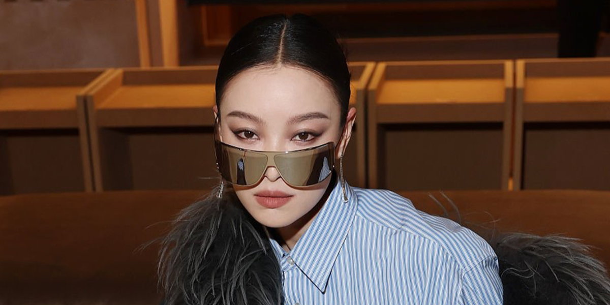 Chinese actress Ni Ni wore silver Gucci GG2276S 002 sunglasses at the Gucci Spring/Summer 2027 show during Milan Fashion Week.