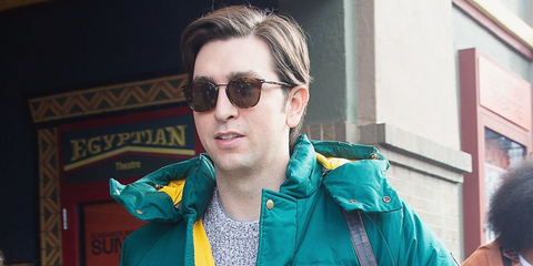 Actor Nicholas Braun was seen wearing tortoiseshell Persol Calligrapher PO3186S 24/57 sunglasses at the Sundance Film Festival 2020.