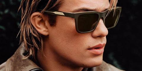 Nicholas Galitzine was seen wearing black Emporio Armani EA4262U 5017/87 square sunglasses in the Emporio Armani Fall 2025 campaign.