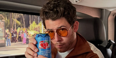 Nick Jonas was seen wearing gold and havana Gucci GG1981S 002 aviator sunglasses with yellow lenses ahead of Jonas Brothers concert in Brazil, May 2026.