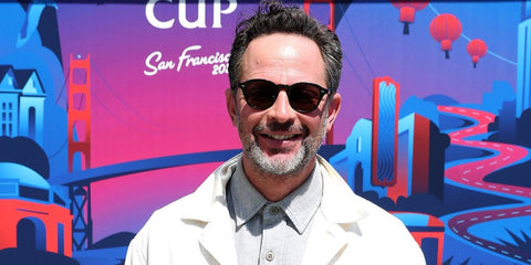 Actor Nick Kroll was seen wearing black Oliver Peoples Eyles OV5580SU 1731/GN Polarised sunglasses at the Laver Cup 2025 in San Francisco.