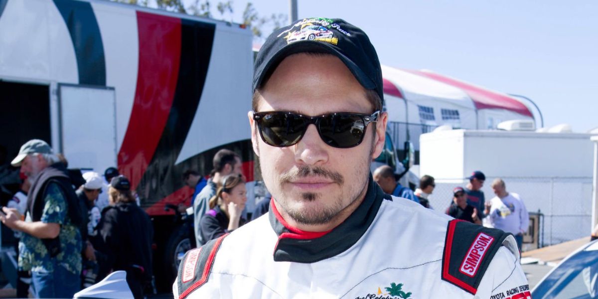 Actor Nick Wechsler was seen wearing tortoiseshell Ray-Ban New Wayfarer RB 2132 902 sunglasses at the Toyota Pro/Celebrity Race 2014 in Long Beach.