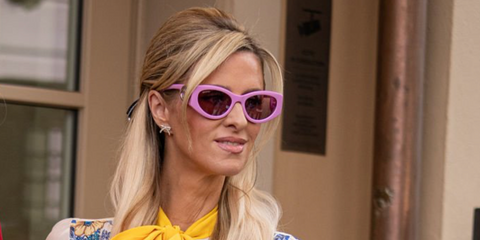 Nicky Hilton was seen wearing pink Gucci GG1691S 003 sunglasses during Milan Fashion Week season Fall/Winter 2026.