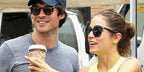 Nikki Reed, pictured on the right with husband Ian Somerhalder, was seen wearing black Persol 3355S 95/58 Polarised sunglasses