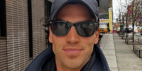 Actor Noah Fearnley was seen wearing black Ray-Ban Folding Wayfarer 4105 601 sunglasses in his Instagram post, November 2025.