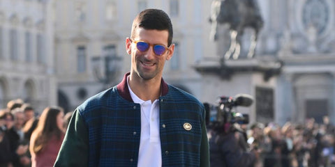 Novak Djokovic wears Oliver Peoples Riley Sun OV5004SU 1699/56 sunglasses in the 2022 ATP Tour in Turin, Italy