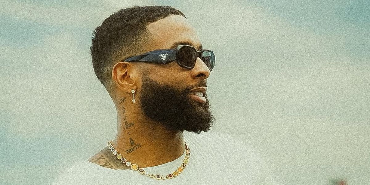 Odell Beckham Jr. was seen wearing black Prada PR 17WS 1AB5S0 Symbole Sunglasses in his Instagram post