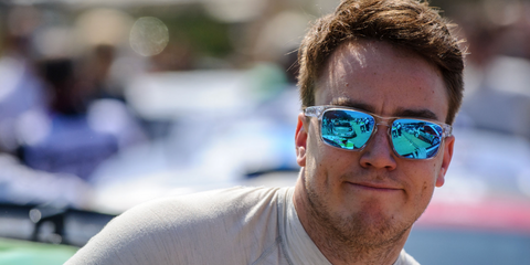 Rally driver Ole Christian Veiby was seen wearing transparent Oakley Sylas OO9448 04 sunglasses with Prizm sapphire lenses at the 2017 Tour De Corse