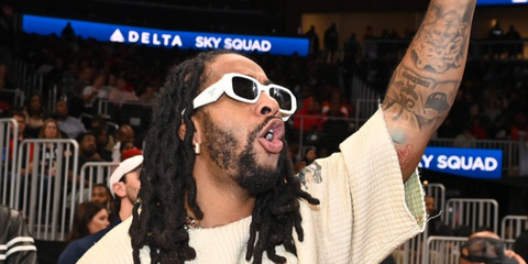 Omarion was seen wearing white Prada PR 17WS 1425S0 Symbole sunglasses at an NBA tournament in Atlanta, Georgia, November 2023. Shop online now on Pretavoir
