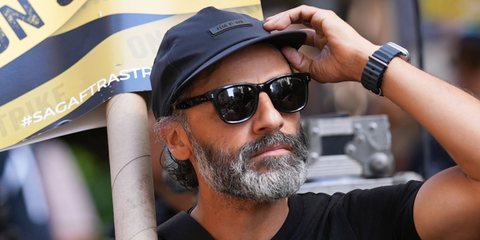 Oscar Isaac was seen wearing Cutler and Gross Sun 9101 01 Black on Havana sunglasses at the SAG-AFTRA and WGA members strike in New York City, September 2023