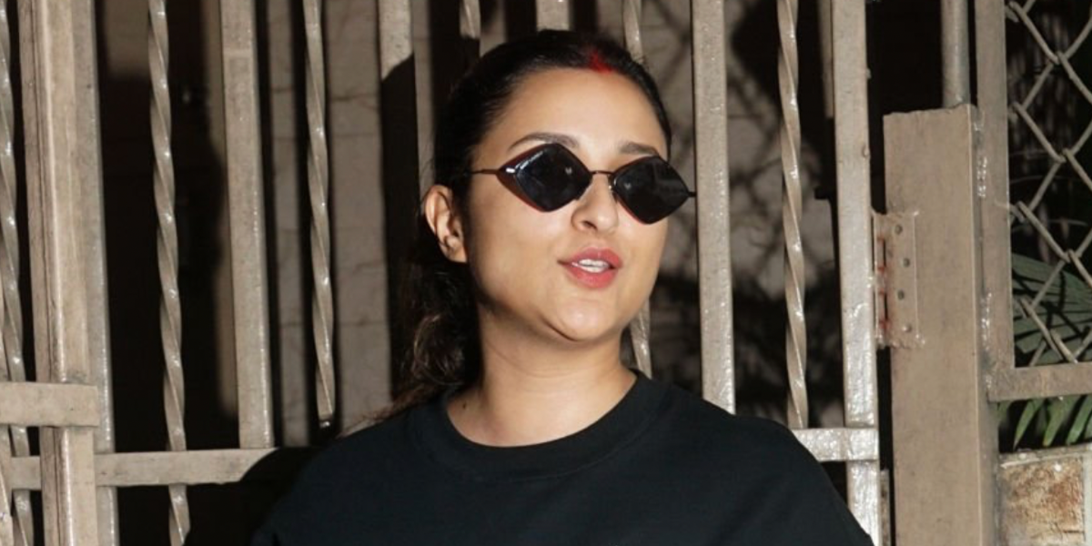 Bollywood actress Parineeti Chopra was seen wearing black Saint Laurent Sun SL 302 Lisa 002 diamond-shaped sunglasses in Mumbai, November 2023