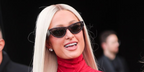 Paris Hilton was seen wearing monogrammed transparent grey Gucci GG1834S 016 sunglasses at the Gucci Fall/Winter 2026 show during Milan Fashion Week.