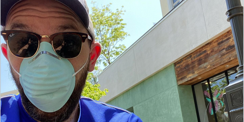 Actor and comedian Paul Scheer was seen wearing the iconic tortoiseshell Ray-Ban Clubmaster Classic 3016 W0366 sunglasses in his Instagram post, May 2020