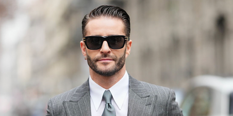 Spanish blogger Pelayo Diaz was seen wearing black Dolce&Gabbana DG4496 501/87 sunglasses at the Dolce & Gabbana Fall/Winter 2026 fashion show during Milan Men's Fashion Week