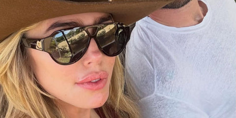 Petra Ecclestone was seen wearing black Bottega Veneta BV1318S 001 aviator sunglasses in her Instagram post, May 2025.