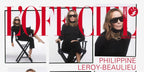 French actress Philippine Leroy-Beaulieu was seen wearing black Alaia AA0092S 001 sunglasses on the cover of L'Officiel Turkiye, December 2025.