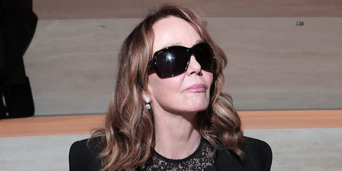 French actress Philippine Leroy-Beaulieu was seen wearing black Gucci GG2176S 001 sunglasses at the Gucci Fall/Winter 2026 fashion show during Milan Fashion Week.