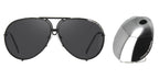 Porsche Design 8478 D Black Frame - Grey & Silver Lenses - As Seen On Kim Kardashian
