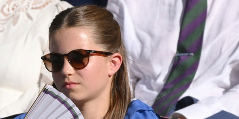 Princess Charlotte of Wales was seen wearing Ray-Ban Kids RJ 9064S 152/13 Childs Frame round sunglasses at the Wimbledon Tennis Championships 2026 Final.