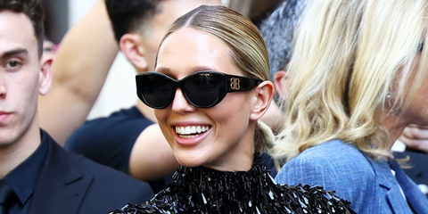 Princess Maria-Olympia of Greece and Denmark was seen wearing black Balenciaga BB0324SK 002 sunglasses at the Balenciaga Haute Couture Fall/Winter 2024 fashion show during Pairs Couture Week. Shop online now on Pretavoir