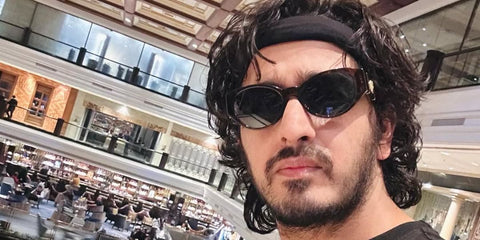 Indian singer Qazi Touqeer was seen wearing dark tortoiseshell Versace 4454 5429/87 sunglasses in his Instagram post