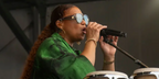 Queen Latifah was seen wearing Loewe x Paula's Ibiza LW40132I 01C with mirrored lenses while performing at the 2024 New Orleans Jazz & Heritage Festival