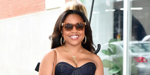 Quinta Brunson was seen wearing tortoiseshell Michael Kors Empire Square MK2182U 3006/13 sunglasses in New York City